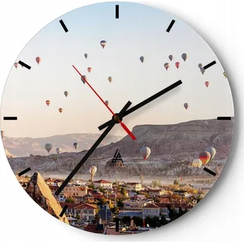 Hodiny Velké nástěnné hodiny 40x40 cm Město Skleněné hodiny Kulatý Tiché