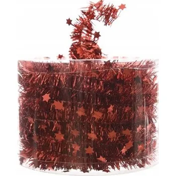 Vánoční dekorace Řetěz Girlanda na vánoční stromeček hvězdičky červená 7m