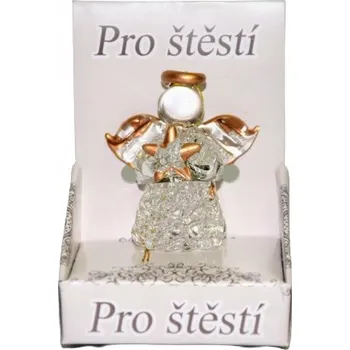 Vánoční dekorace MALÝ SKLENĚNÝ ANDĚL S HVĚZDOU 3x4,5x3 CM průhledná