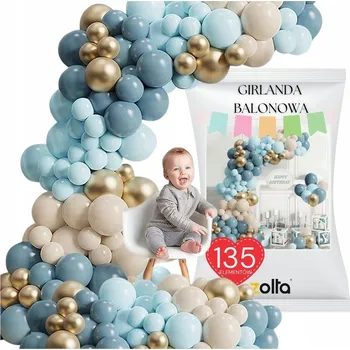 Balónek SET BALÓNKOVÁ GIRLANDA MODRÉ ZLATÉ BALÓNKY K NAROZENINÁM KŘTINY 135KS