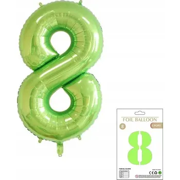 Balónek OBROVSKÝ FÓLIOVÝ BALÓN ČÍSLICE OSM 8 ZELENÝ BALÓNKY NAROZENINY 100 CM XXL HELIUM