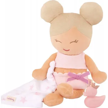 Panenka LullaBaby: plyšový mazlíček přítulníček panenka DO KOUPELE – blondýnka s ručníkem