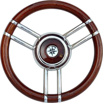 Člun Savoretti Armando Mahagonový volant s 6 nerezovými paprsky, průměr 35 cm
