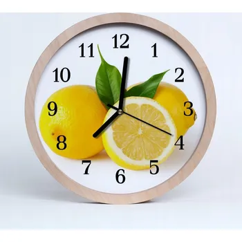 Hodiny Dřevěné nástěnné hodiny Stylové Citrony Ovoce 25 cm