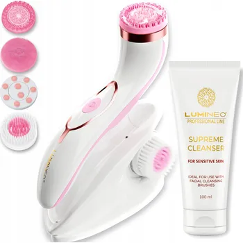 Elektrický zubní kartáček Kartáček na obličej Lumineo elektrický růžový se 4 nástavci