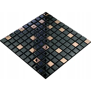 Obklad Skleněná mozaika Englass 30 x 30 cm černá, oranžové odstíny