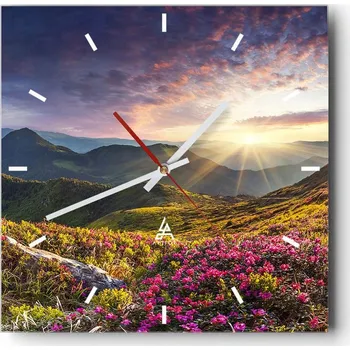 Hodiny Velké nástěnné hodiny 40x40 Krajina Skleněné hodiny Tiché