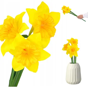 umělá květina Umělé květiny jako živé narcis 50 cm žluté na Velikonoce, hřbitovní kytice