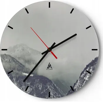 Hodiny Velké nástěnné hodiny na zeď 40x40 Hory Skleněné hodiny Kulatý Tiché