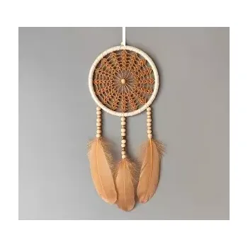 Lapač snů Lapač zlých snů - hořčicový 15 x 40 cm (S husím peřím )