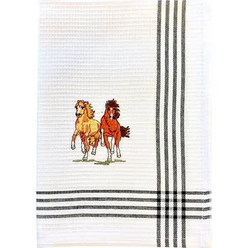 Utěrka Utěrka kuchyňská bavlněná 50x70 vyšívaná s motivy mustangů