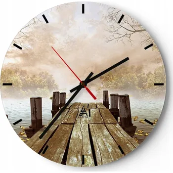 Hodiny Velké nástěnné hodiny 40x40 Krajina Skleněné hodiny Kulatý Tiché