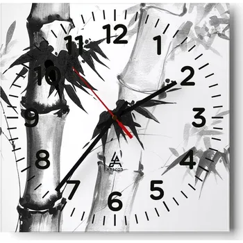 Hodiny Kuchyňské nástěnné hodiny 30x30 Bambusové skleněné hodiny do obýváku Moderní tiché