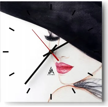 Hodiny Velké nástěnné hodiny na zeď 40x40 Žena Skleněné hodiny Čtvercové Tiché