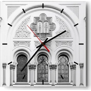 Hodiny Velké nástěnné hodiny 40x40 Architektura Skleněné hodiny Tiché