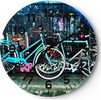 Hodiny Nástěnné hodiny do kuchyně 30x30 Kolo Skleněné hodiny do obýváku Loft Tiché