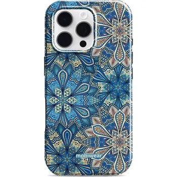 Pouzdro na mobilní telefon Odolný obal Mobiwear Elite Pro - Apple iPhone 16 Pro - E108E Modré mandala květy (Odolné pouzdro, obal kryt Mobiwear Elite Pro - maximální ochrana mobilu, zesílené hrany, přesné výřezy, pohodlné držení, odolná grafika, kvalitní materiály)