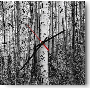 Hodiny Velké nástěnné hodiny na zeď 40x40 Les Skleněné hodiny Čtvercové Tiché