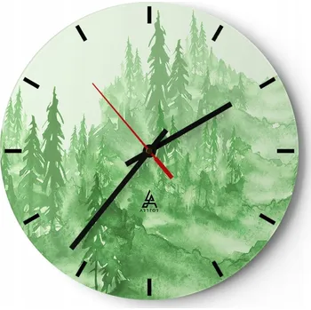 Hodiny Nástěnné hodiny do kuchyně 30x30 Les Skleněné hodiny do obýváku Loft Tiché