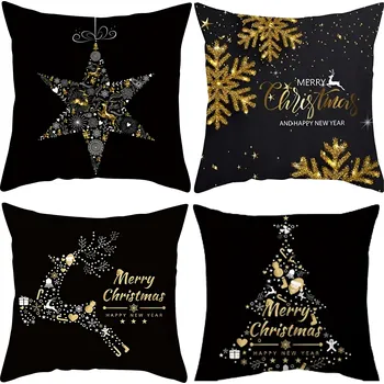 Povlečení 4x VÁNOČNÍ POVLEČENÍ NA POLŠTÁŘ 40x40 DEKORATIVNÍ POVLAKY NA POLŠTÁŘKY VÁNOČNÍ MOTIV