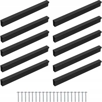 10 Ks Nábytková úchytka černé matné 128 mm + vruty
