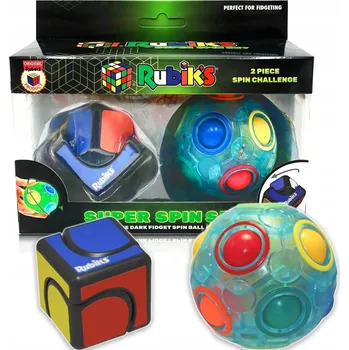 Hlavolam OTOČNÝ MÍČEK FINGER SPINNER KOSTKA RUBIK'S SVÍTÍ VE TMĚ 9583