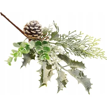 umělá květina Větvička zelená s jinovatkou 33 cm