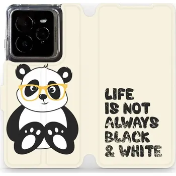 Pouzdro na mobilní telefon Flipové pouzdro Mobiwear - Realme GT 7 Pro - M041S Panda - life is not (Knížkové flip pouzdro, obal, kryt na mobil Realme GT 7 Pro - M041S Panda - life is not, materiál Umělá kůže + TPU - ochrana 360°, stojánek, silikonová vanička, magnetické zavírání)