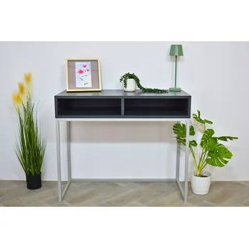 Toaletní stolek Toaletní Stolek se stříbrným rámem + police v barvě antracit KoyGarden - model II