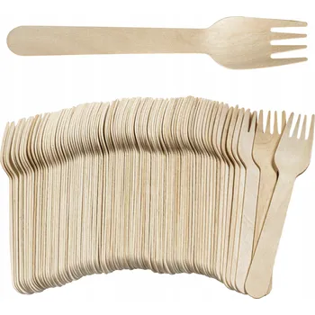 Příbor Dřevěná vidlička ekologická 16 cm, 100 kusů
