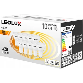 Žárovka 10x LED žárovka GU10 4,5W = 45W 420lm SMD CCD