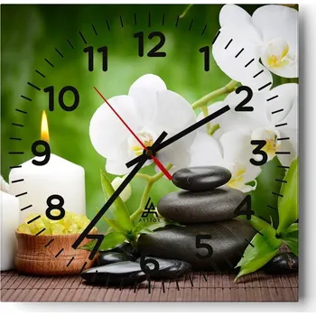 Hodiny Nástěnné hodiny do obýváku 40x40 Květiny Tichý chod Skleněné hodiny