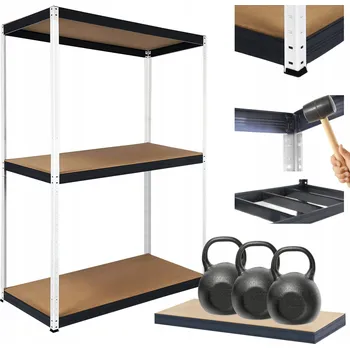 Dílenský regál Kovový regál do skladu, dílny HELIOS 90x90x45cm 3 police, nosnost 350kg