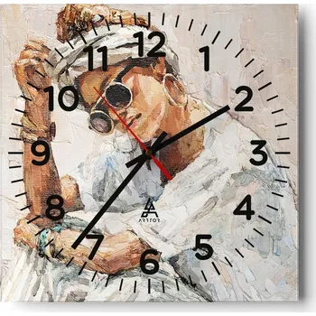 Hodiny Nástěnné hodiny do obýváku 40x40 Portrét Tiché hodiny na skle Bez hlučný chod