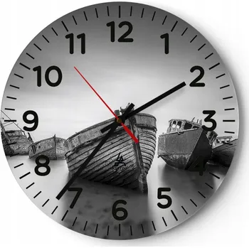 Hodiny Nástěnné hodiny do obýváku 40x40 Krajina Kulatý Skleněné hodiny Loft Tiché