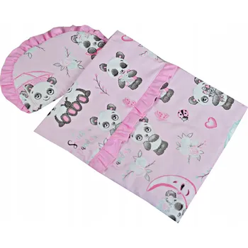 Povlečení POVLEČENÍ DO KOČÁRKU PRO PANENKY BAVLNA PEŘINKA POLŠTÁŘEK DO POSTÝLKY VOLÁNKY