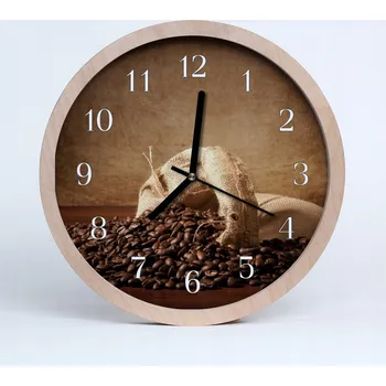 Hodiny Velké nástěnné hodiny z překližky Tiché Káva do kuchyně