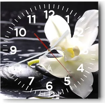 Hodiny Kuchyňské nástěnné hodiny 30x30 Květiny Skleněné hodiny do obýváku Moderní Tiché