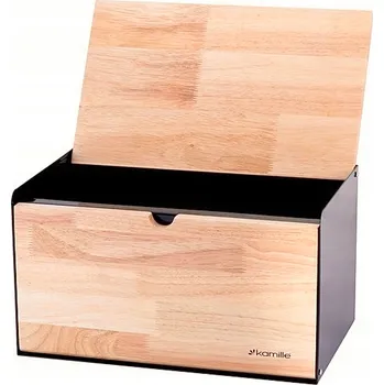 chlebník CHLEBAK NÁDOBA NA CHLÉB PEČIVO S PRKÉNKEM ČERNÁ OLDMAN METAL BAMBUS 36x22