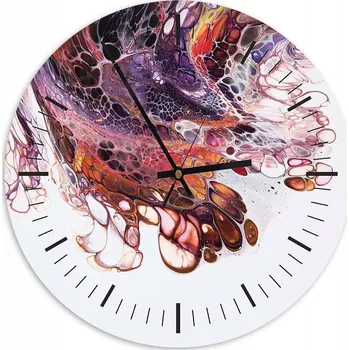 Hodiny Nástěnné hodiny KULATÝ Foto-obraz 40cm Bordó mramor