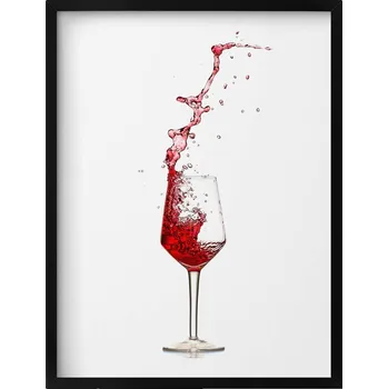 Obraz Obraz s grafikou v rámu Sklenice s rozlévajícím se červeným vínem 60x80 cm