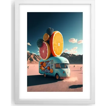 Obraz Obraz plakát v bílém rámu do obýváku 30x40 – fotoplakát, dekorace na zeď, motiv karavanu