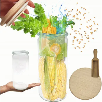 Sklenice Sklenice WECK / dřevěné víko zavařovací sklenice 1l CYLINDER