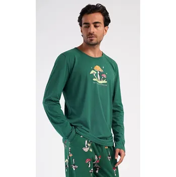 Pánské pyžamo Vienetta MAN Pánské pyžamo dlouhé Muchomůrky Barva: Zelená, Velikost: L