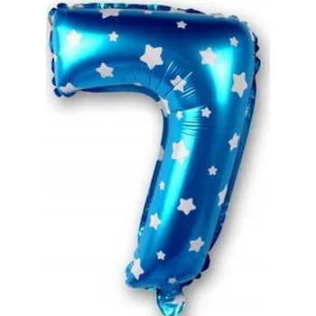 Balónek FÓLIOVÝ BALÓNEK ČÍSLICE 7 MODRÝ HVĚZDIČKY 100cm