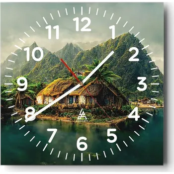 Hodiny Kuchyňské nástěnné hodiny 30x30 Exotika Skleněné hodiny do obýváku Moderní Tiché