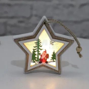 Vánoční dekorace LED vánoční ozdoba. DŘEVO 10cm HVĚZDA WW 0854