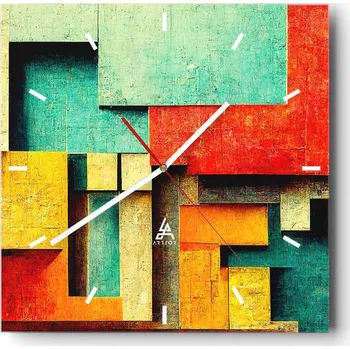 Hodiny Velké nástěnné hodiny na zeď 40x40 3D Skleněné hodiny Čtvercové Tiché