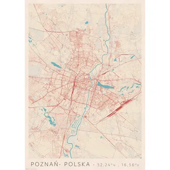Obraz Plakát s mapou města Poznaň bez rámu 42 x 59,4 cm