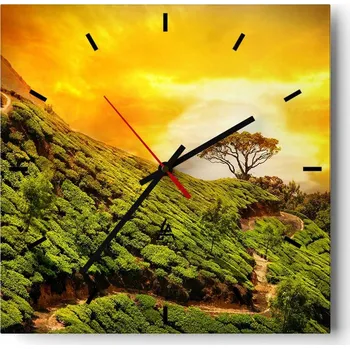 Hodiny Velké nástěnné hodiny 40x40 Krajina Skleněné hodiny Tiché